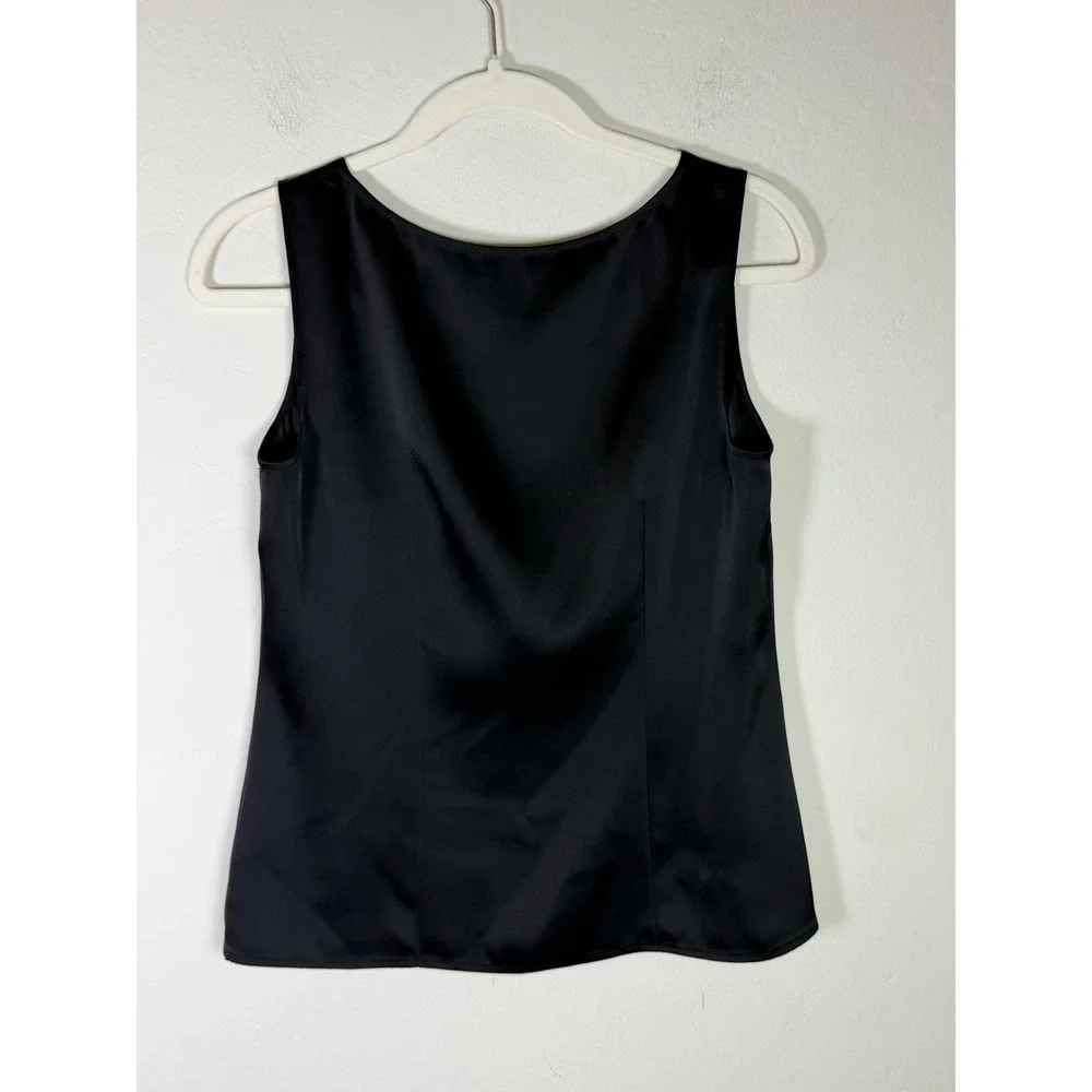Black Satin Scoop Neck Sleeveless Tank Top Estimated Medium